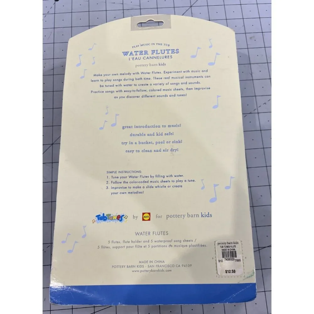 Pottery Barn Kids Water Flutes Play Music in the Tub L'eau Cannelures 3-8 NEW~~ - Picture 4 of 4
